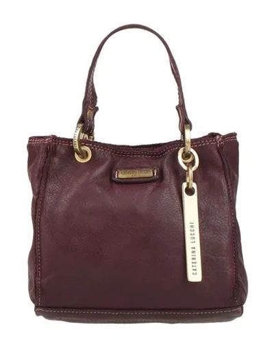 Caterina Lucchi Gold Woman Handbag Burgundy Size - Cowhide, Calfskin