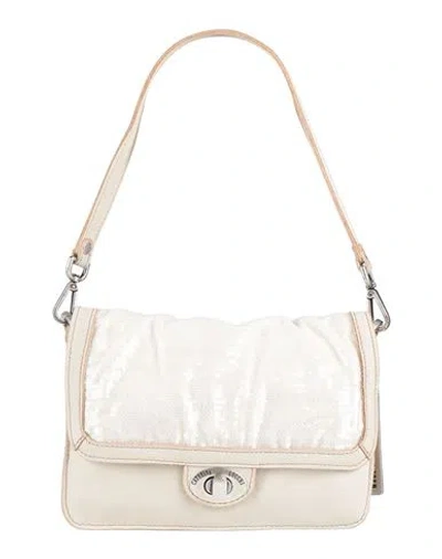 Caterina Lucchi Gold Woman Handbag Cream Size - Calfskin, Polyester In Neutral