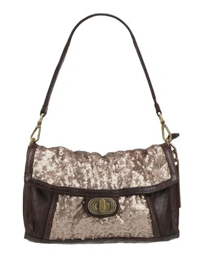 Caterina Lucchi Gold Woman Handbag Dark Brown Size - Calfskin, Cowhide