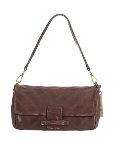 Caterina Lucchi Gold Woman Handbag Dark Brown Size - Calfskin
