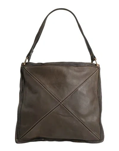 Caterina Lucchi Gold Woman Handbag Dark Green Size - Calfskin, Cowhide