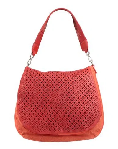 Caterina Lucchi Gold Woman Handbag Red Size - Cowhide, Textile Fibers