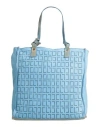 Caterina Lucchi Gold Woman Handbag Sky Blue Size - Calfskin, Cowhide