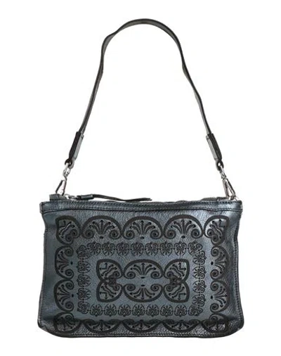 Caterina Lucchi Gold Woman Shoulder Bag Navy Size - Leather In Blue