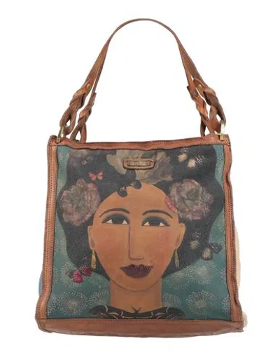 Caterina Lucchi Woman Handbag Deep Teal Size - Calfskin, Cow Leather