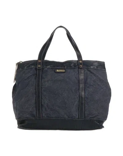 Caterina Lucchi Woman Handbag Navy Size - Cotton, Cow Leather