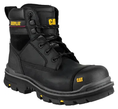 Pre-owned Caterpillar Cat  Gravel Safety Boots Mens 6" Resistant Steel Toe Cap Industrial In Black + Beige
