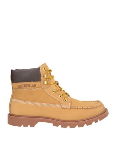 Caterpillar Man Ankle Boots Camel Size 12 Leather In Brown