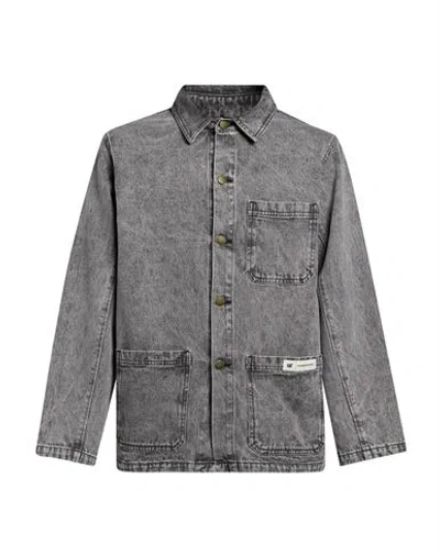 Caterpillar Man Denim Outerwear Charcoal Size Xl Cotton In Gray
