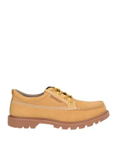 Caterpillar Man Lace-up Shoes Sand Size 8 Leather In Brown
