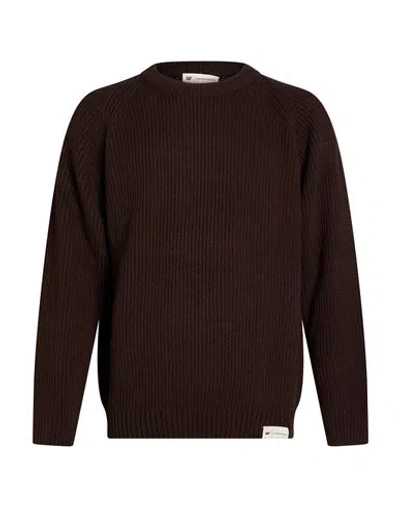 Caterpillar Man Sweater Dark Brown Size L Acrylic, Wool In Multi