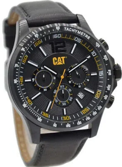 Pre-owned Caterpillar Men's  Cat Boston Chronograph Leather Watch Ad16334131