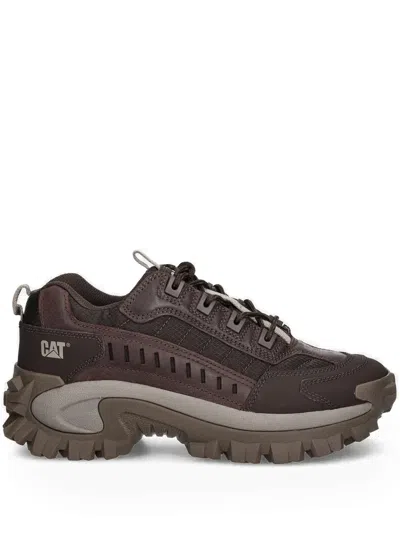 Caterpillar Panelled Lace-up Leather Sneackers In Brown