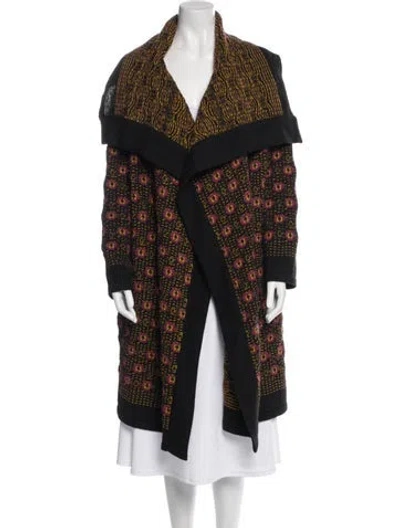Pre-owned Catherine André Alpaca Printed Coat In Black