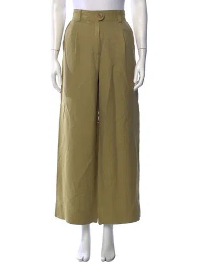 Pre-owned Catherine André Linen Wide Leg Pants In Green