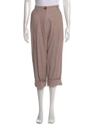 Pre-owned Catherine André Linen Wide Leg Pants In Neutrals