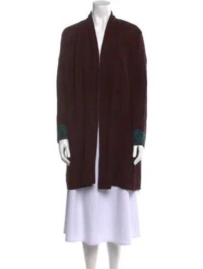 Pre-owned Catherine André Merino Wool Plaid Print Sweater In Brown