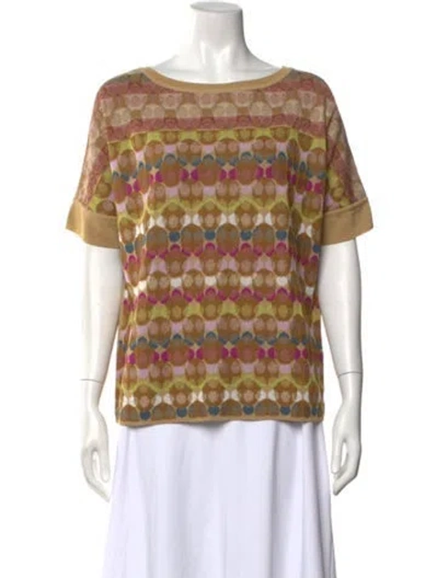 Pre-owned Catherine André Patterned Crew Neck Top W/ Tags In Multi