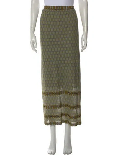 Pre-owned Catherine André Patterned Long Skirt In Green