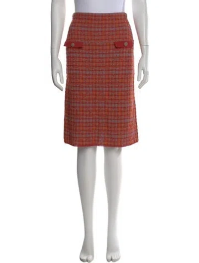 Pre-owned Catherine André Plaid Print Knee-length Skirt In Red