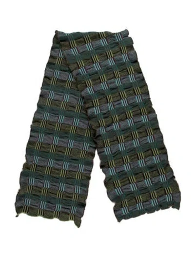 Pre-owned Catherine André Plaid Print Scarf In Green