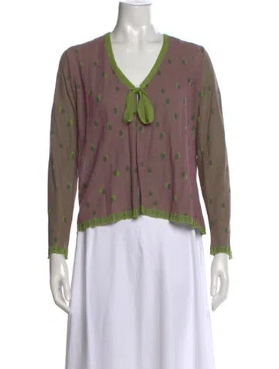 Pre-owned Catherine André Polka Dot Print V-neck Sweater In Purple