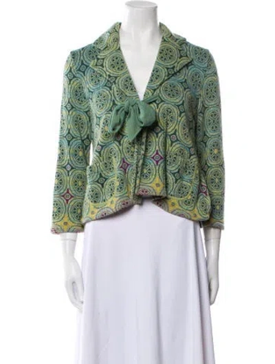 Pre-owned Catherine André Printed Blazer In Green