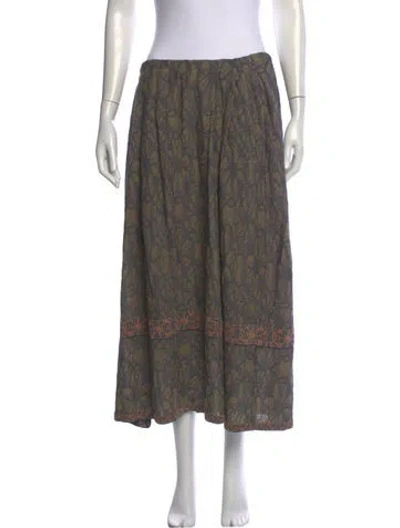 Pre-owned Catherine André Printed Long Skirt W/ Tags In Green