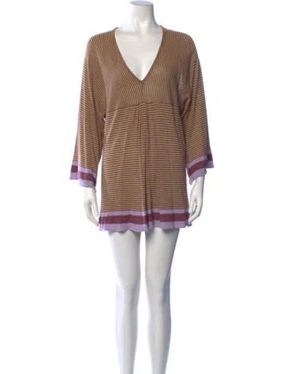 Pre-owned Catherine André Striped Mini Dress In Yellow