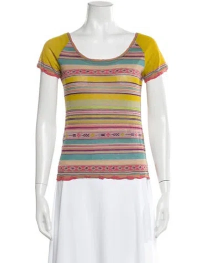 Pre-owned Catherine André Striped Scoop Neck T-shirt In Pink