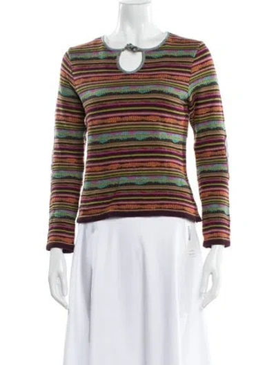 Pre-owned Catherine André Striped V-neck Sweater In Multi