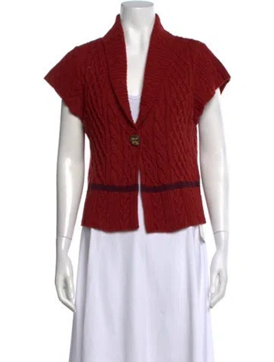 Pre-owned Catherine André Wool Open Front Sweater In Red