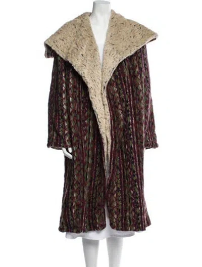 Pre-owned Catherine André Wool Printed Faux Fur Coat In Multi