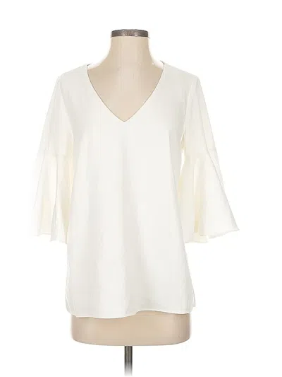 Pre-owned Catherine Catherine Malandrino 3/4 Sleeve Top Ivory V Neck Tops In White