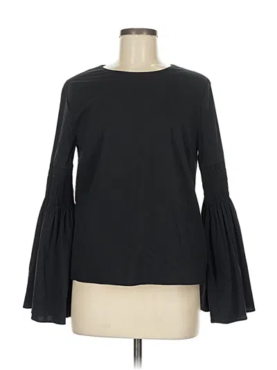 Pre-owned Catherine Catherine Malandrino Long Sleeve Top Black Keyhole Neckline Tops