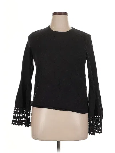 Pre-owned Catherine Catherine Malandrino Long Sleeve Top Black Mock Neckline Tops