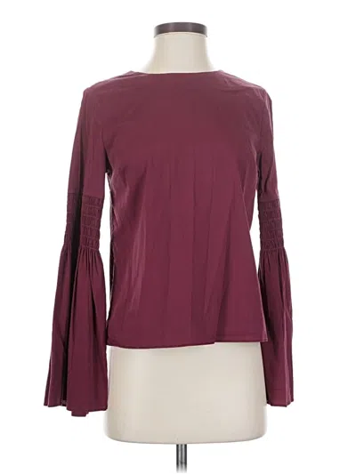 Pre-owned Catherine Catherine Malandrino Long Sleeve Top Burgundy Boatneck Tops