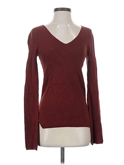 Pre-owned Catherine Catherine Malandrino Long Sleeve Top Burgundy V-neck Tops