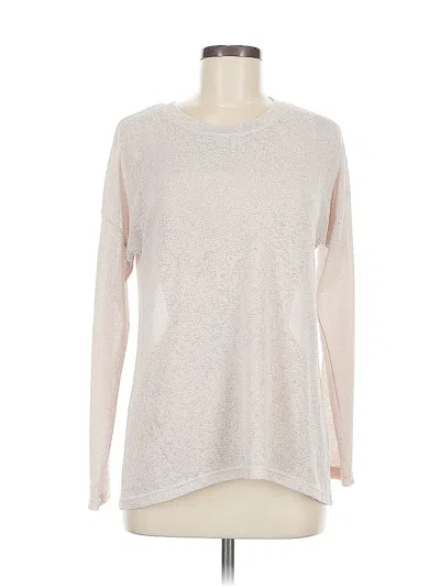 Pre-owned Catherine Catherine Malandrino Long Sleeve Top Ivory Crew Neck Tops In White