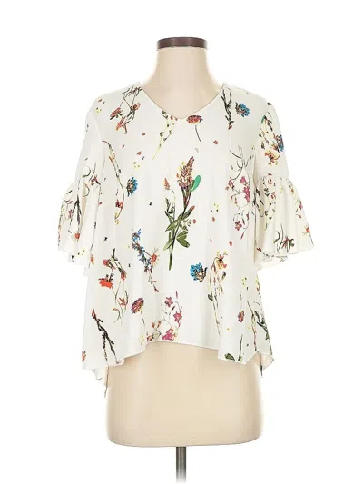 Pre-owned Catherine Catherine Malandrino Short Sleeve Blouse In White