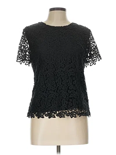 Pre-owned Catherine Catherine Malandrino Short Sleeve Top Black Keyhole Neckline Tops