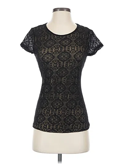 Pre-owned Catherine Catherine Malandrino Short Sleeve Top Black Keyhole Neckline Tops