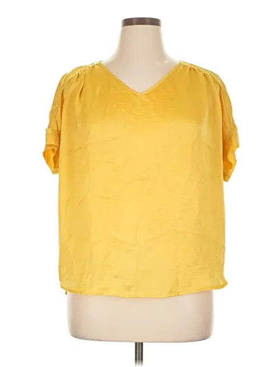 Pre-owned Catherine Catherine Malandrino Short Sleeve Top Yellow V Neck Tops