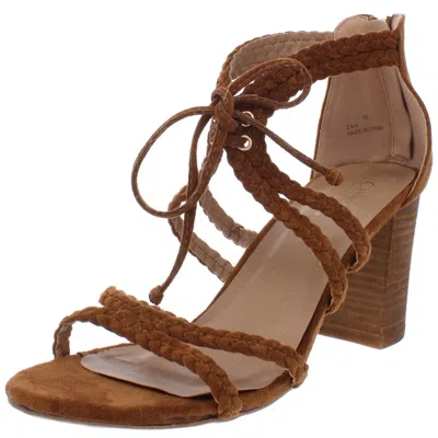 Catherine Catherine Malandrino Zima Womens Faux Suede Strappy Heel Sandals In Brown