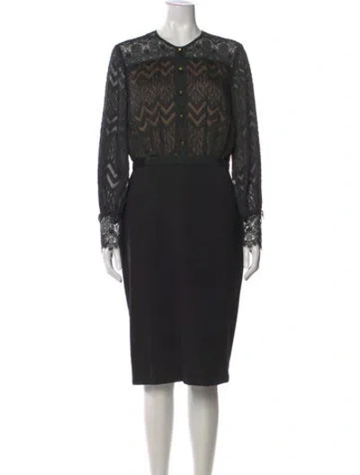 Pre-owned Catherine Deane Crew Neck Knee-length Dress In Black