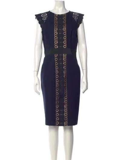 Pre-owned Catherine Deane Crew Neck Knee-length Dress In Blue