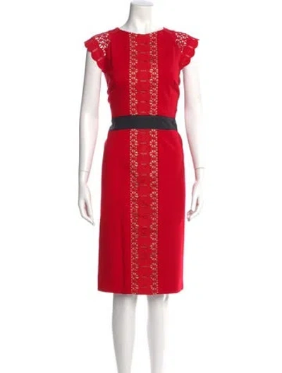 Pre-owned Catherine Deane Crew Neck Knee-length Dress W/ Tags In Red
