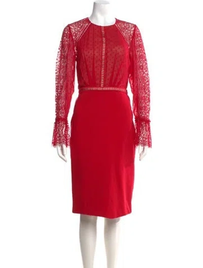 Pre-owned Catherine Deane Crew Neck Midi Length Dress In Red