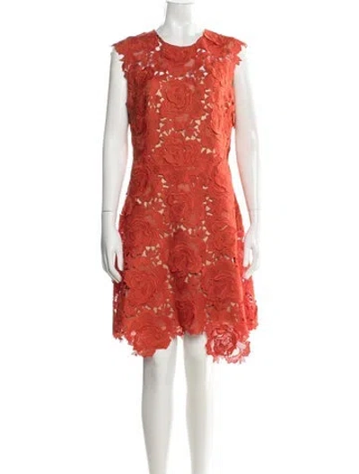 Pre-owned Catherine Deane Floral Print Knee-length Dress In Orange