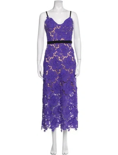Pre-owned Catherine Deane Floral Print Midi Length Dress In Purple